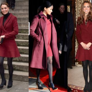 Kate e Meghan gemelle di stile in bordeaux