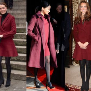 Kate e Meghan gemelle di stile in bordeaux Kate e Meghan gemelle di stile in bordeaux