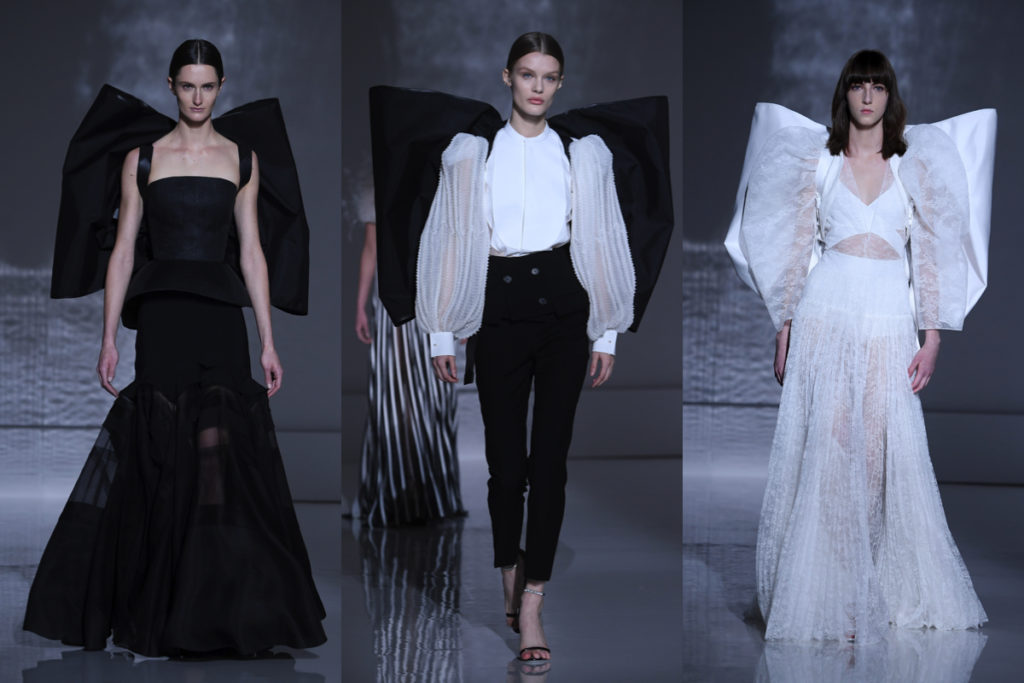 Tre ouifit in bianco e nero di Givenchy