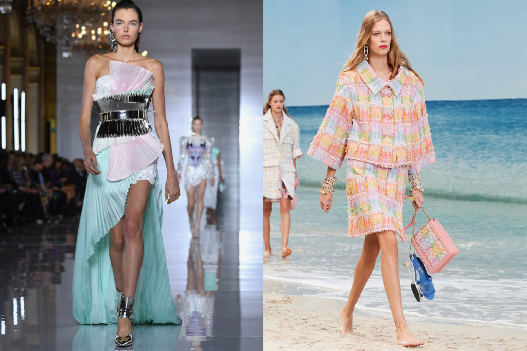 Turchese e rosa da Balmain e Chanel