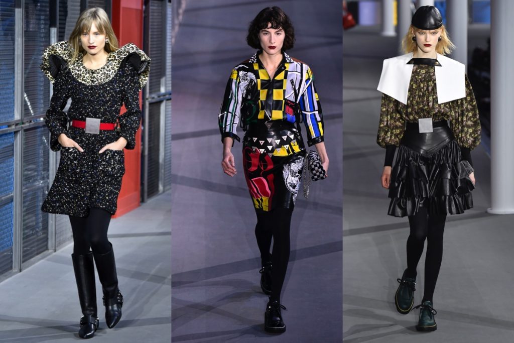 Tre uscite della sfilata Louis Vuitton