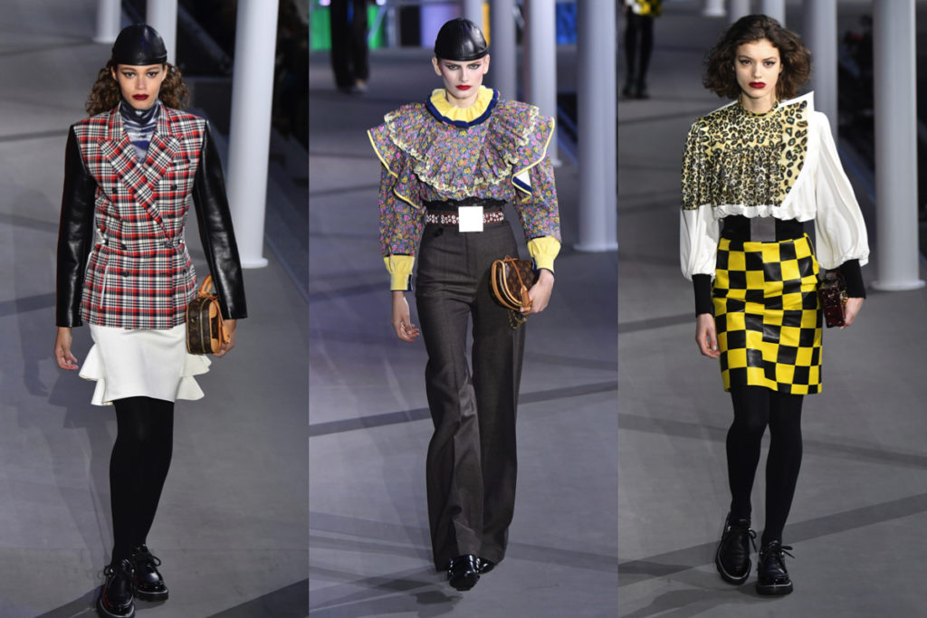 Tre uscite della sfilata Louis Vuitton