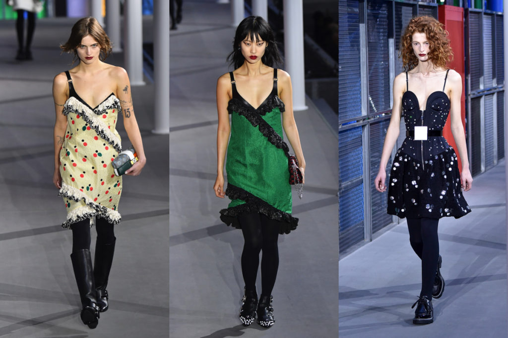 Tre uscite della sfilata Louis Vuitton