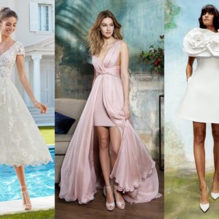 Abiti da sposa corti: colorati, eleganti e sorprendenti
