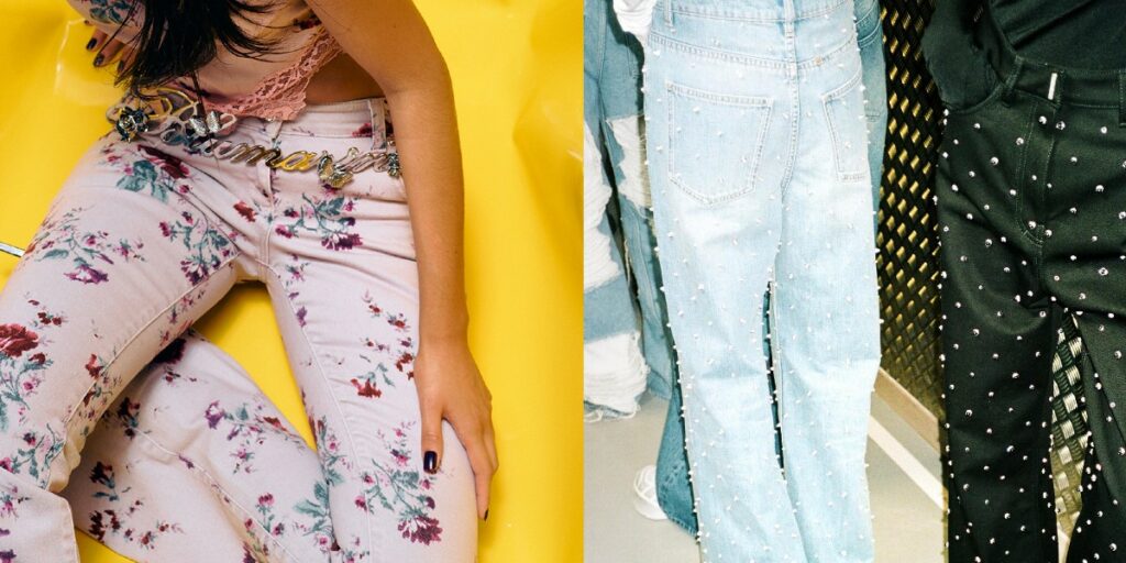 Jeans, le tendenze dell'autunno 2022 sono fiori e perle DireDonna